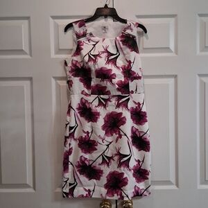 Worthington Purple and White Floral Y2K Sleeveless Women's Sheath Dress Size 8